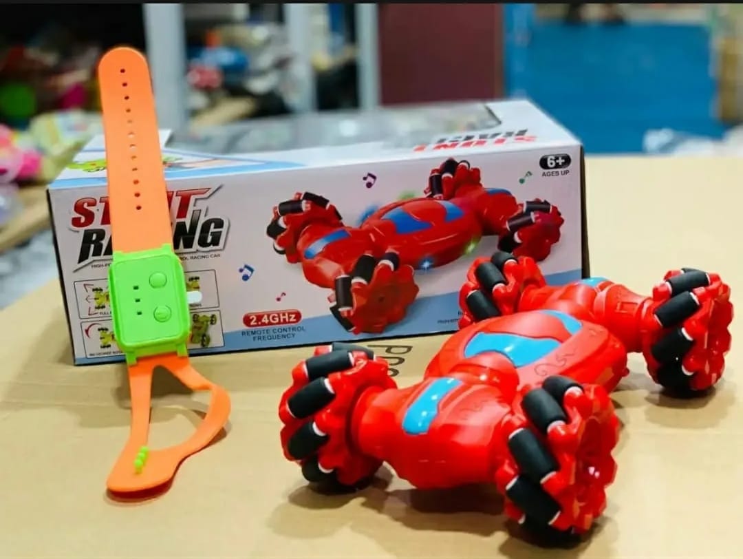 2 in 1 Gesture Sensing RC Stunt Car – 360° Rotating Remote Control with Light & Music