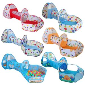 3 in 1 Kids Play Tent with Tunnel and Ball Pit – Foldable Indoor & Outdoor Playhouse Set for Toddlers ( Without Balls )